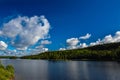 Large lake on spring In Quebec, a canadian forest Royalty Free Stock Photo