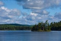 Large lake on spring In Quebec, a canadian forest Royalty Free Stock Photo