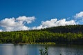 Large lake on spring In Quebec, a canadian forest Royalty Free Stock Photo