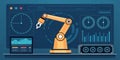 large language model artificial intelligence optimization robotic arm adjusting parameters on digital interface with graphs and