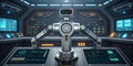 large language model artificial intelligence optimization robotic arm adjusting parameters in futuristic control room