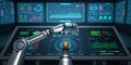 large language model artificial intelligence optimization robotic arm adjusting parameters on high tech control panel