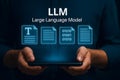 Large language model concept with digital documents and tablet Royalty Free Stock Photo