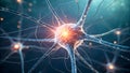 large language model deep learning computation detailed depiction of neuron with glowing connections, showcasing its intricate