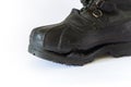 Large leather boot torn from time to time Royalty Free Stock Photo