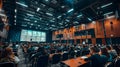 Large Lecture Hall Filled with People Attending a Lecture
