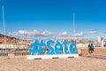 Large letters on the embankment of the city, Sete, France.