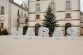 Large letters near a building in La Roche Sur Yon