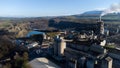 Large limestone quarry and industrial buildings in clitheroe, lancashire. Ribble valley industrial landscape