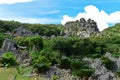 Large limestone rock formations in Daisekirinzan parkin Okinawa Royalty Free Stock Photo