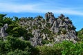 Large limestone rock formations in Daisekirinzan parkin Okinawa Royalty Free Stock Photo