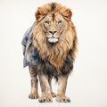 Vintage Watercolored Lion With Backpack - Hyperrealistic Wildlife Art