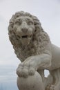 A large lion statue on the bridge of lions in old St. Augustine Royalty Free Stock Photo