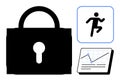 Cybersecurity Concept with Lock, Data Analytics, and User Activity Insights Royalty Free Stock Photo