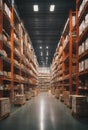 A large logistics warehouse filled with boxes parcels and merchandise