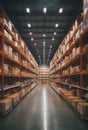 A large logistics warehouse filled with boxes parcels and merchandise
