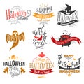 Large logo set of Happy Halloween eerie designs