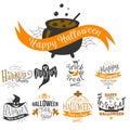 Large logo set of Happy Halloween eerie designs