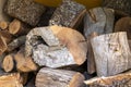 Large logs of wood for the stacked fireplace Royalty Free Stock Photo
