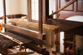 A large loom for making cloth. Royalty Free Stock Photo