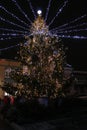 A large luminous Christmas tree.