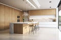 large luxurious kitchen with an island and stools