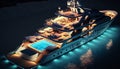 A large luxurious modern private super yacht a swimming pool and a jacuzzi. Superyacht, aerial view. generative AI Royalty Free Stock Photo