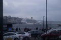 A large luxury cruise ship docked at the port of Istanbul Royalty Free Stock Photo