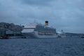 A large luxury cruise ship docked at the port of Istanbul Royalty Free Stock Photo