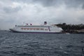 A large luxury cruise ship docked at the port of Istanbul Royalty Free Stock Photo