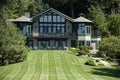 Luxury Mansion Home Estate, Grass Lawn Royalty Free Stock Photo