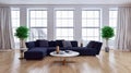 large luxury modern bright interiors apartment Living room illus Royalty Free Stock Photo