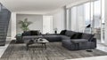 large luxury modern bright interiors apartment Living room illus