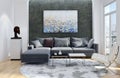 Large luxury modern bright interiors apartment Living room illus