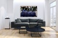 Large luxury modern bright interiors apartment Living room illus