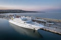 Large luxury motor yacht moored in Varna port, Bulgaria Royalty Free Stock Photo