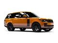 Large luxury SUV orange. Front and side. White Royalty Free Stock Photo