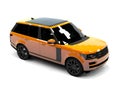 Large luxury SUV orange. Front and side. White Royalty Free Stock Photo