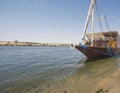 Large egyptian dahabeya river boat moored on the Nile Royalty Free Stock Photo