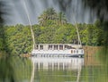 Large egyptian river cruise dahabeya boat moored on Nile bank Royalty Free Stock Photo