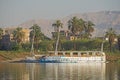 Large egyptian river cruise dahabeya boat moored on Nile Royalty Free Stock Photo