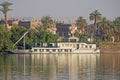 Large egyptian river cruise dahabeya boat moored on Nile Royalty Free Stock Photo