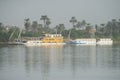 Large egyptian river cruise dahabeya boats moored on Nile Royalty Free Stock Photo