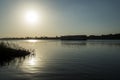 Large egyptian river cruise boat sailing on Nile at sunset Royalty Free Stock Photo