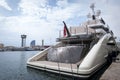 Large luxury yacht in harbour Royalty Free Stock Photo