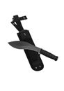 A large machete knife with a black curved blade. Modern edged weapons. Isolate on a white back