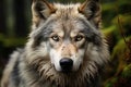 A large male gray wolf in the forest. Generative AI