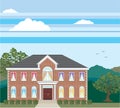 Large mansion house vector brick detailed. Royalty Free Stock Photo