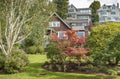 Large mansions and garden in a Seattle neighborhood.