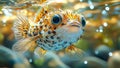 mbu pufferfish swimming in freshwater habitat Royalty Free Stock Photo